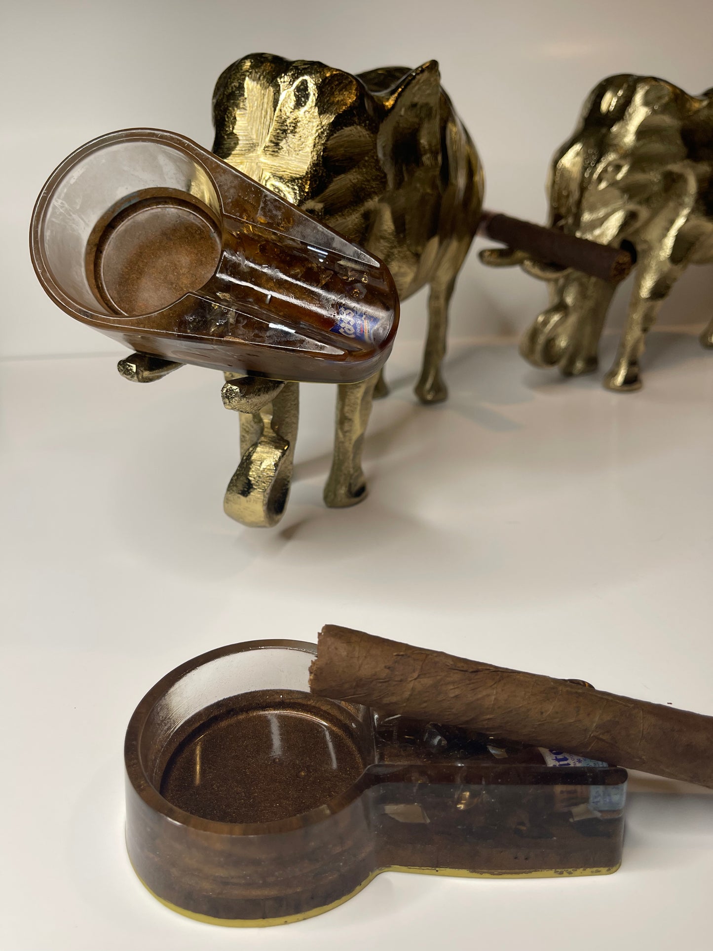 Brown and Gold Cigar Ashtrays