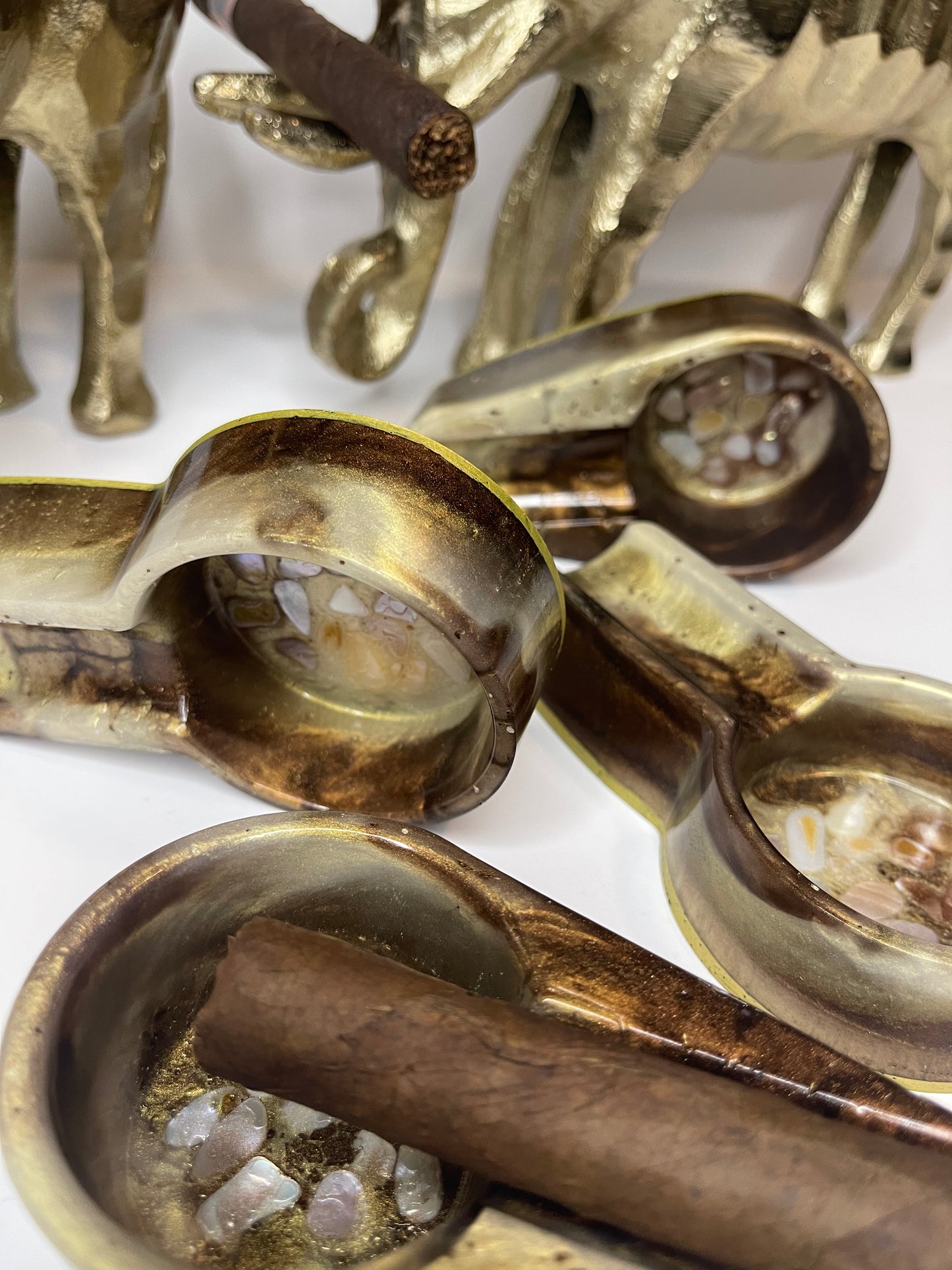 Brown and Gold Cigar Ashtrays