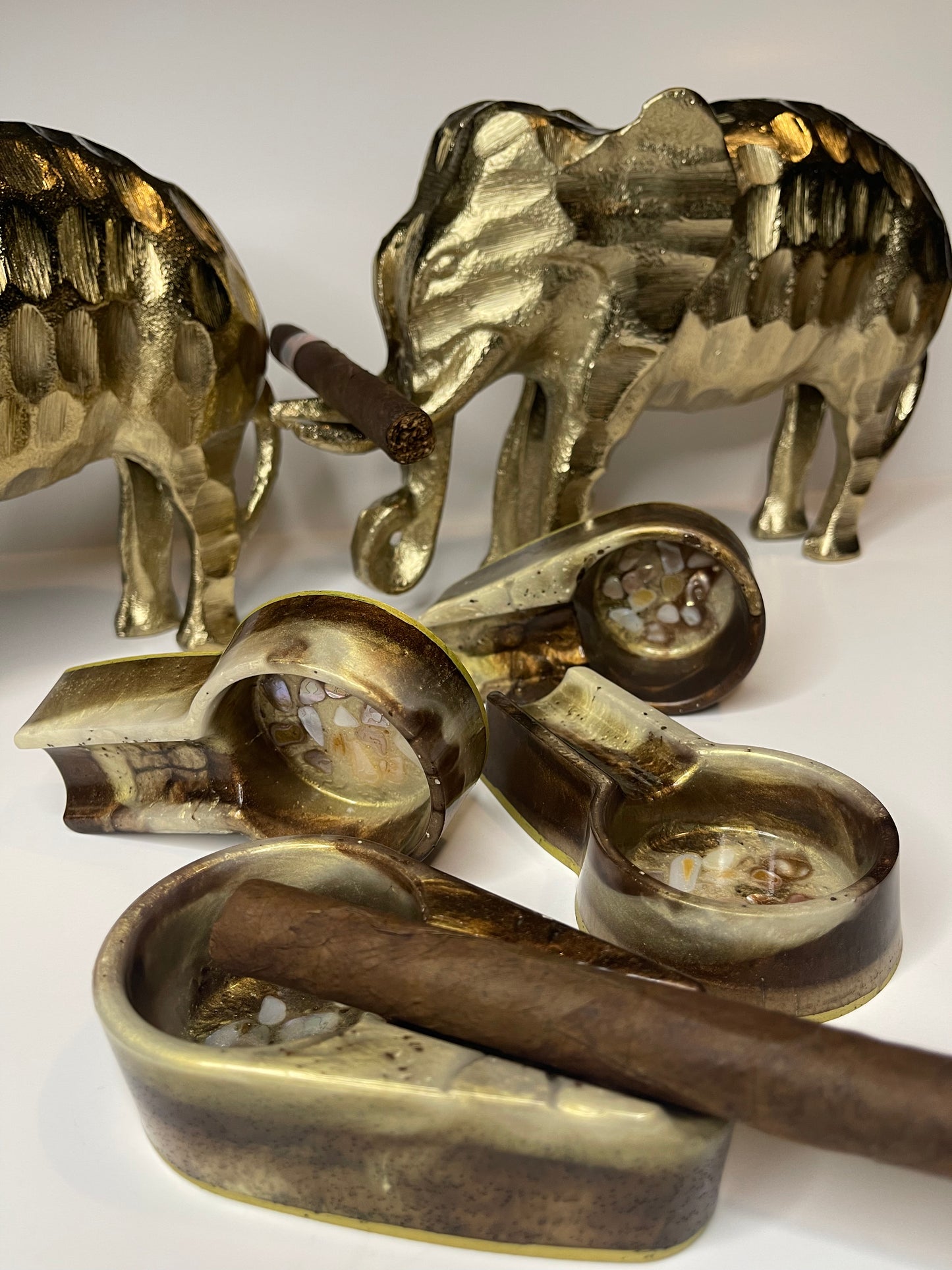 Brown and Gold Cigar Ashtrays